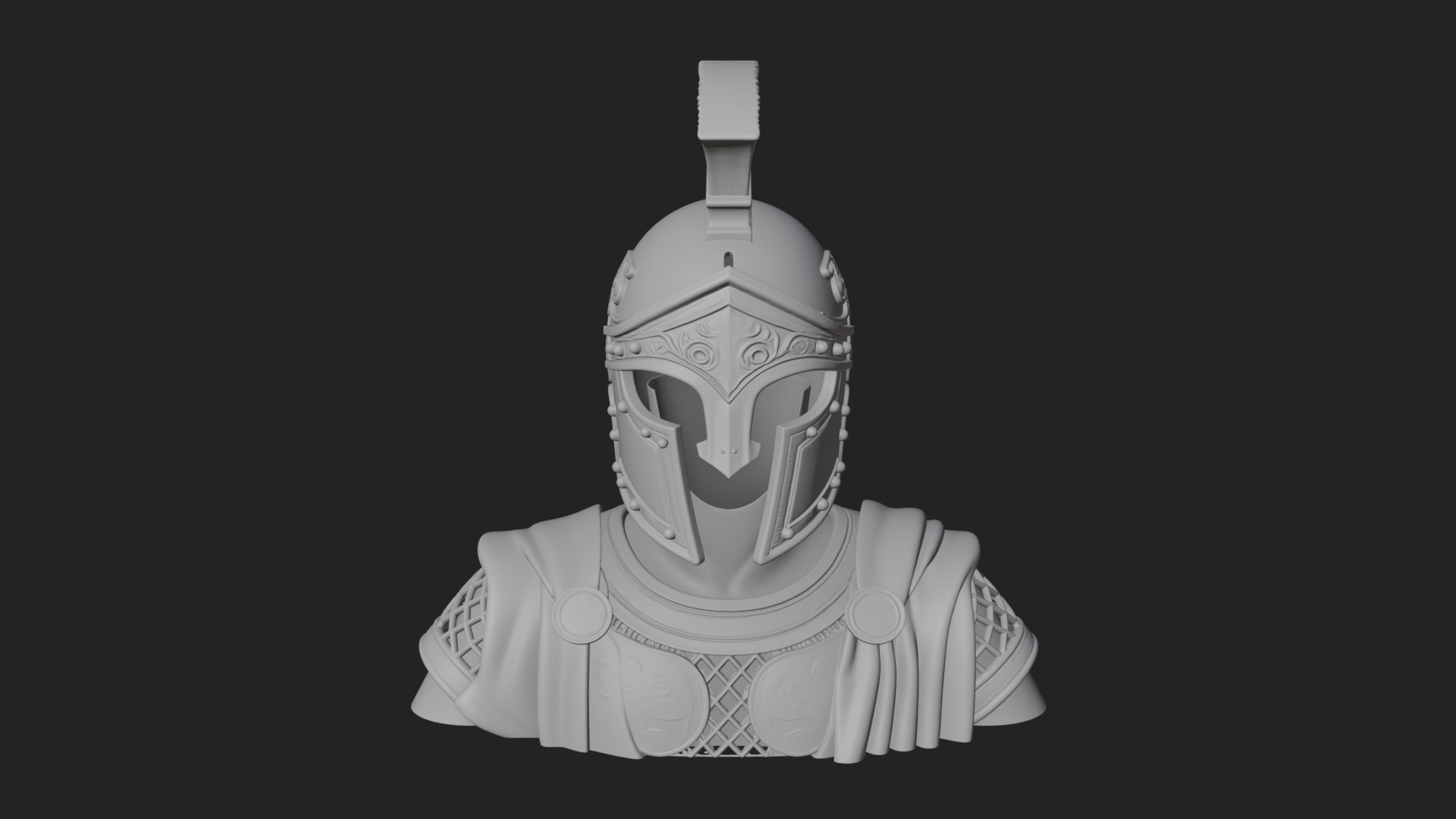 Crested Helm Hoplite Bust Design 4 3D Print Model 3D Model
