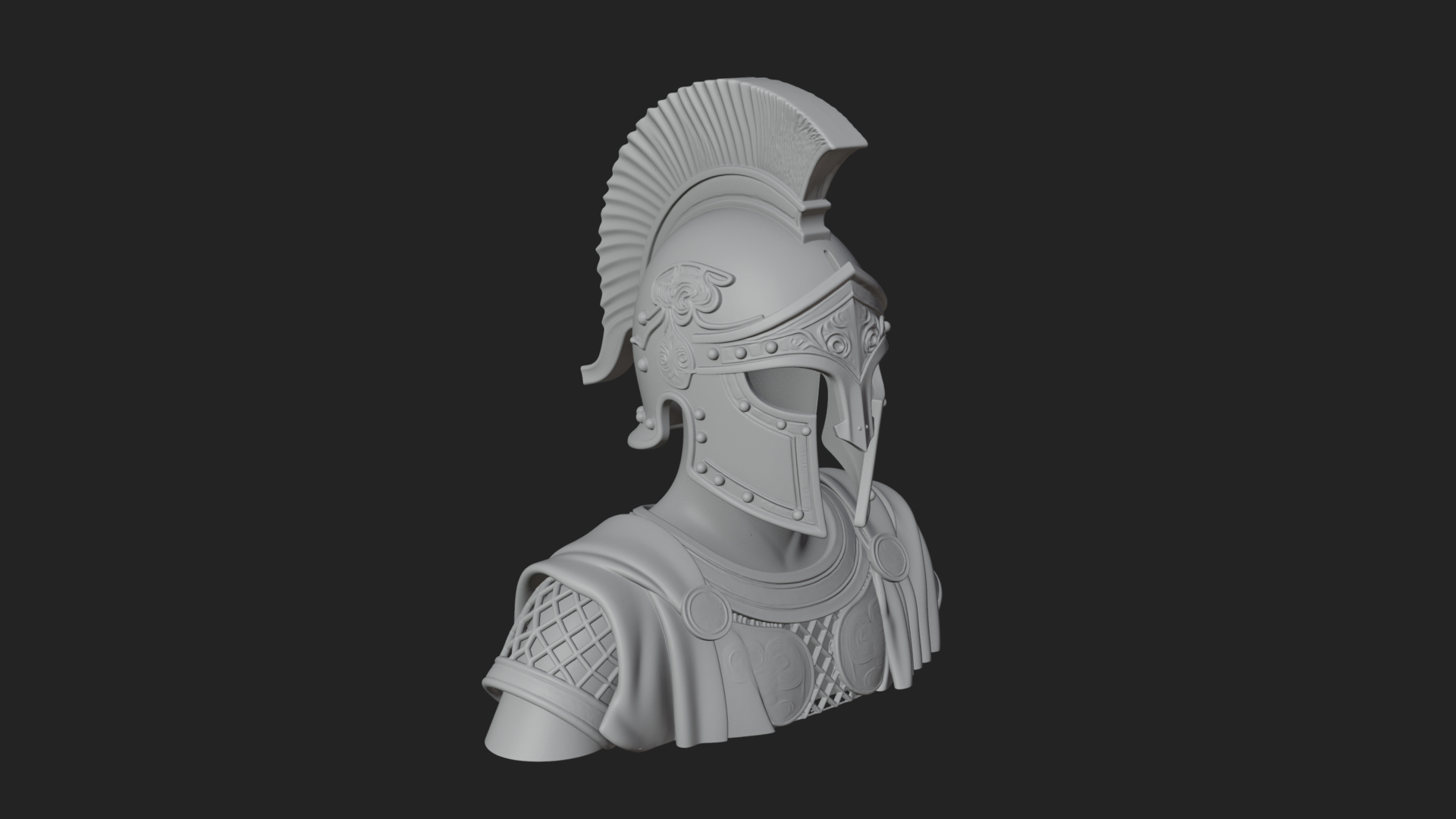 Crested Helm Hoplite Bust Design 4 3D Print Model 3D Model
