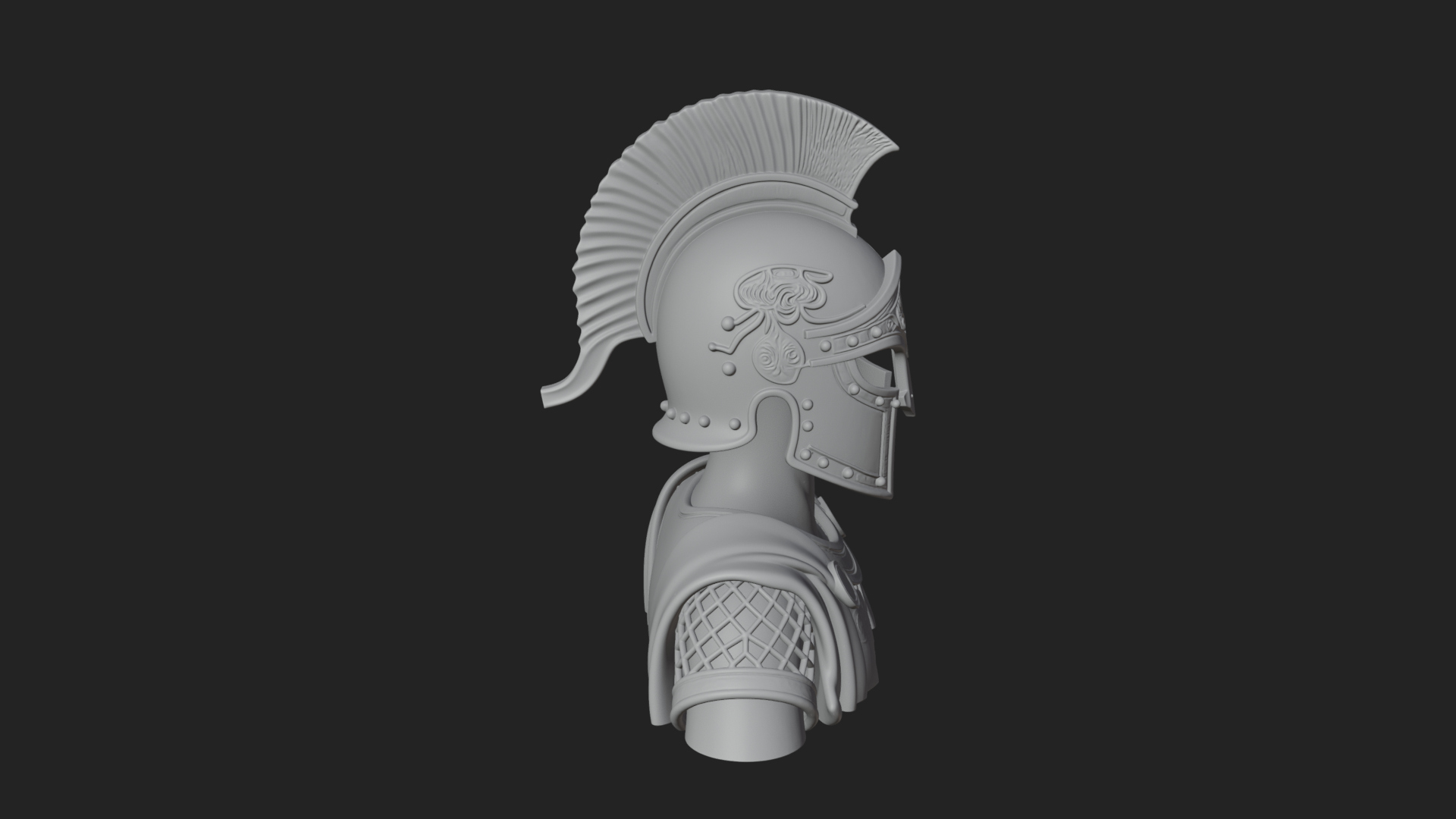 Crested Helm Hoplite Bust Design 4 3D Print Model 3D Model