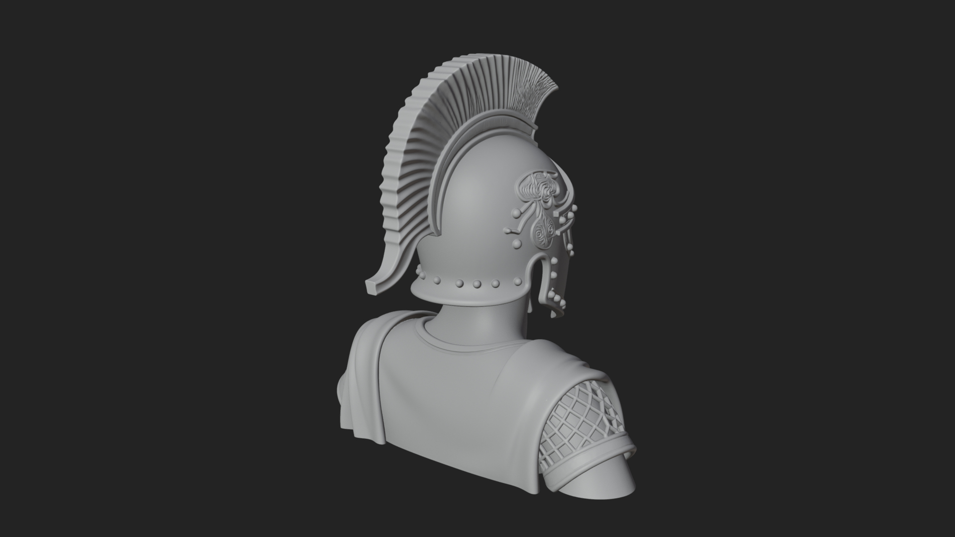 Crested Helm Hoplite Bust Design 4 3D Print Model 3D Model