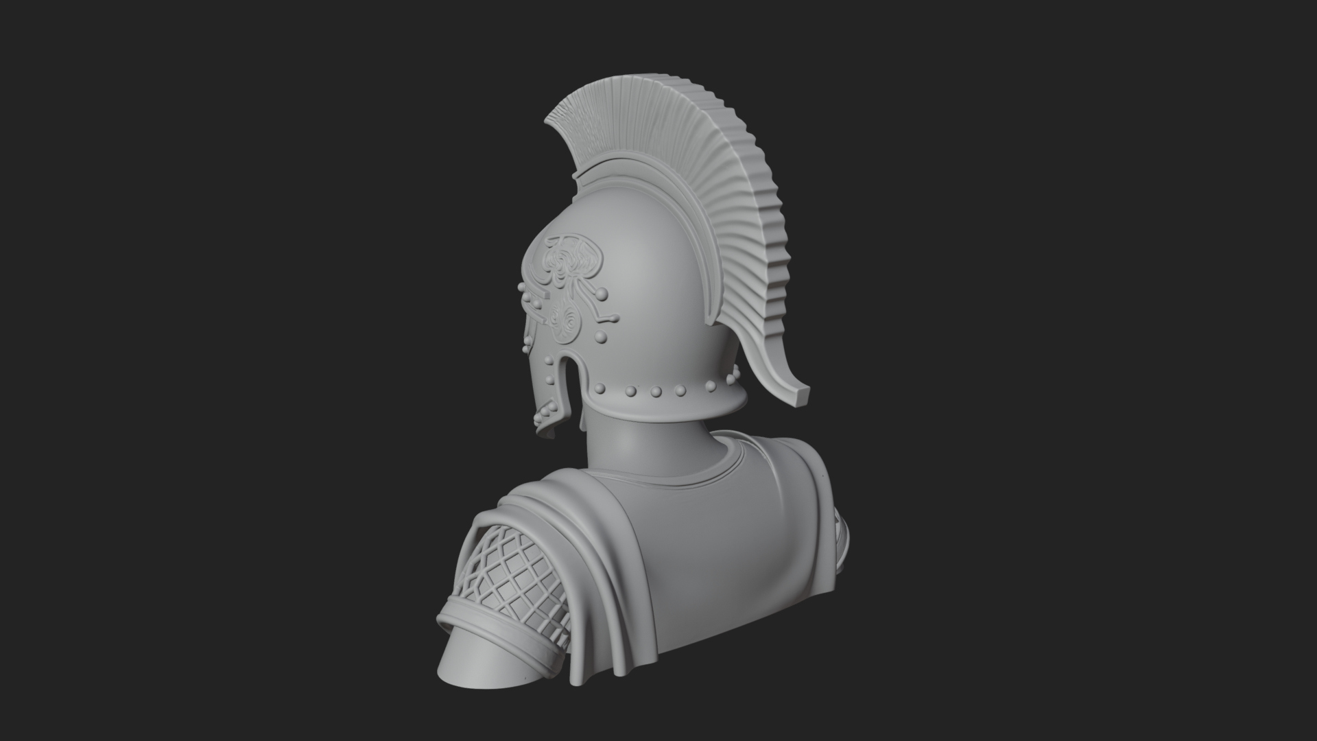 Crested Helm Hoplite Bust Design 4 3D Print Model 3D Model