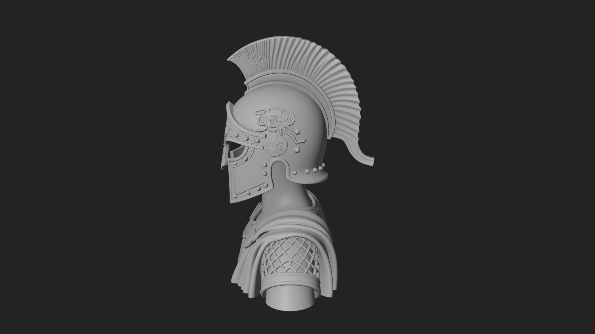 Crested Helm Hoplite Bust Design 4 3D Print Model 3D Model