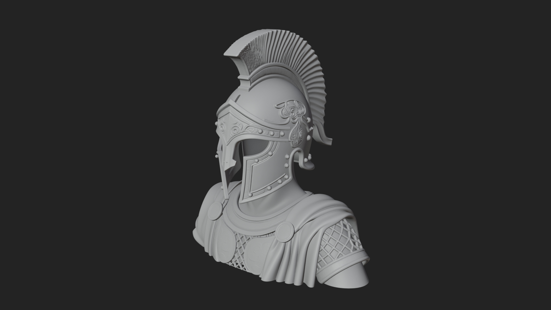 Crested Helm Hoplite Bust Design 4 3D Print Model 3D Model