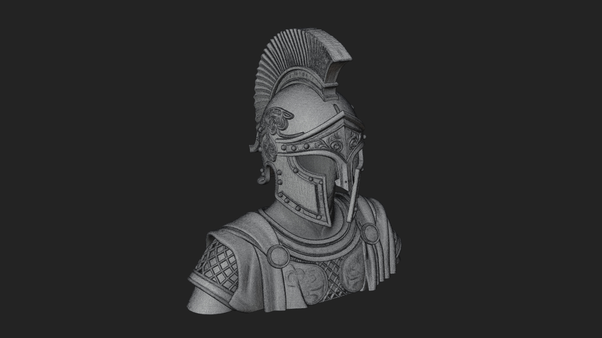 Crested Helm Hoplite Bust Design 4 3D Print Model 3D Model