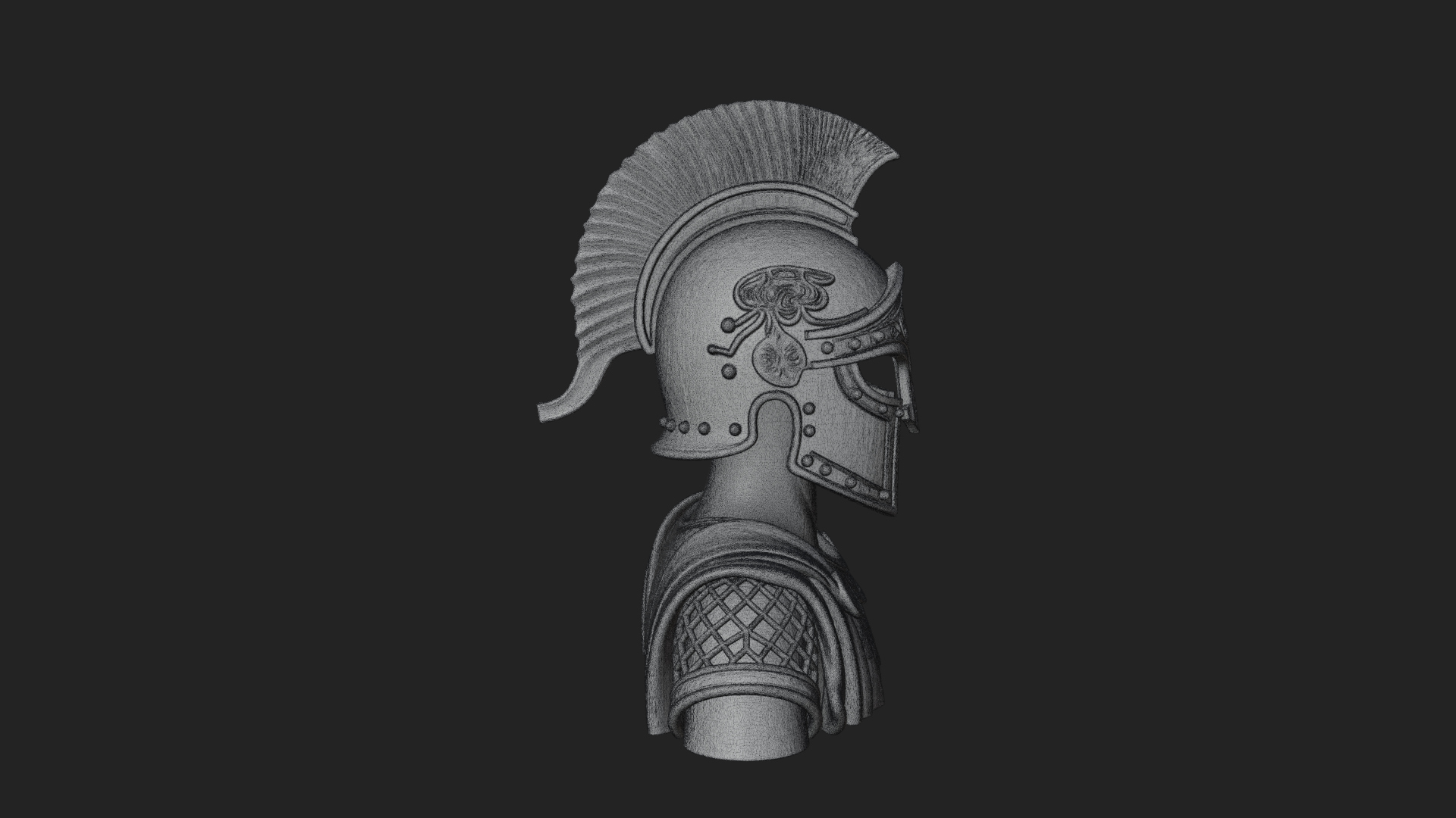 Crested Helm Hoplite Bust Design 4 3D Print Model 3D Model