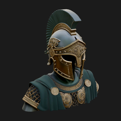 Crested Helm Hoplite Bust Design 4 3D Print Model