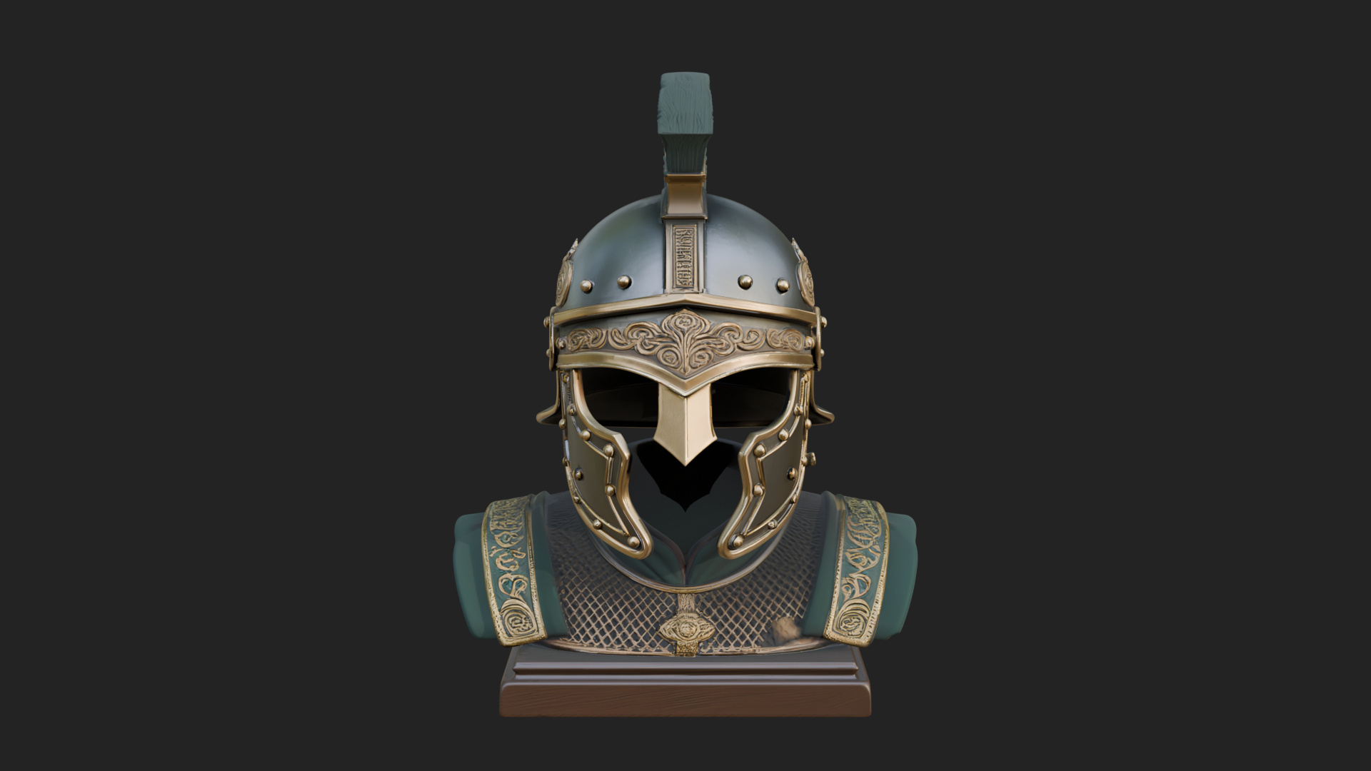 Crested Helm Hoplite Bust Design 5 3D Print Model 3D Model
