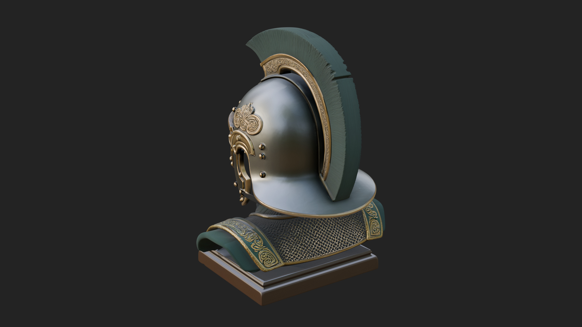 Crested Helm Hoplite Bust Design 5 3D Print Model 3D Model