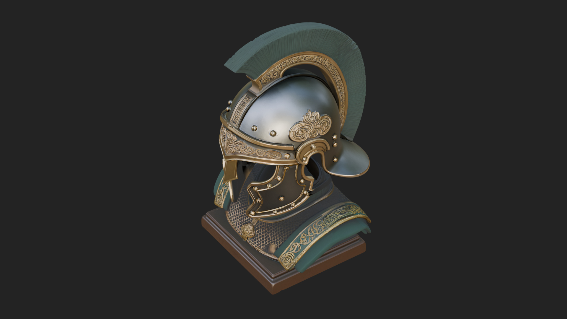 Crested Helm Hoplite Bust Design 5 3D Print Model 3D Model