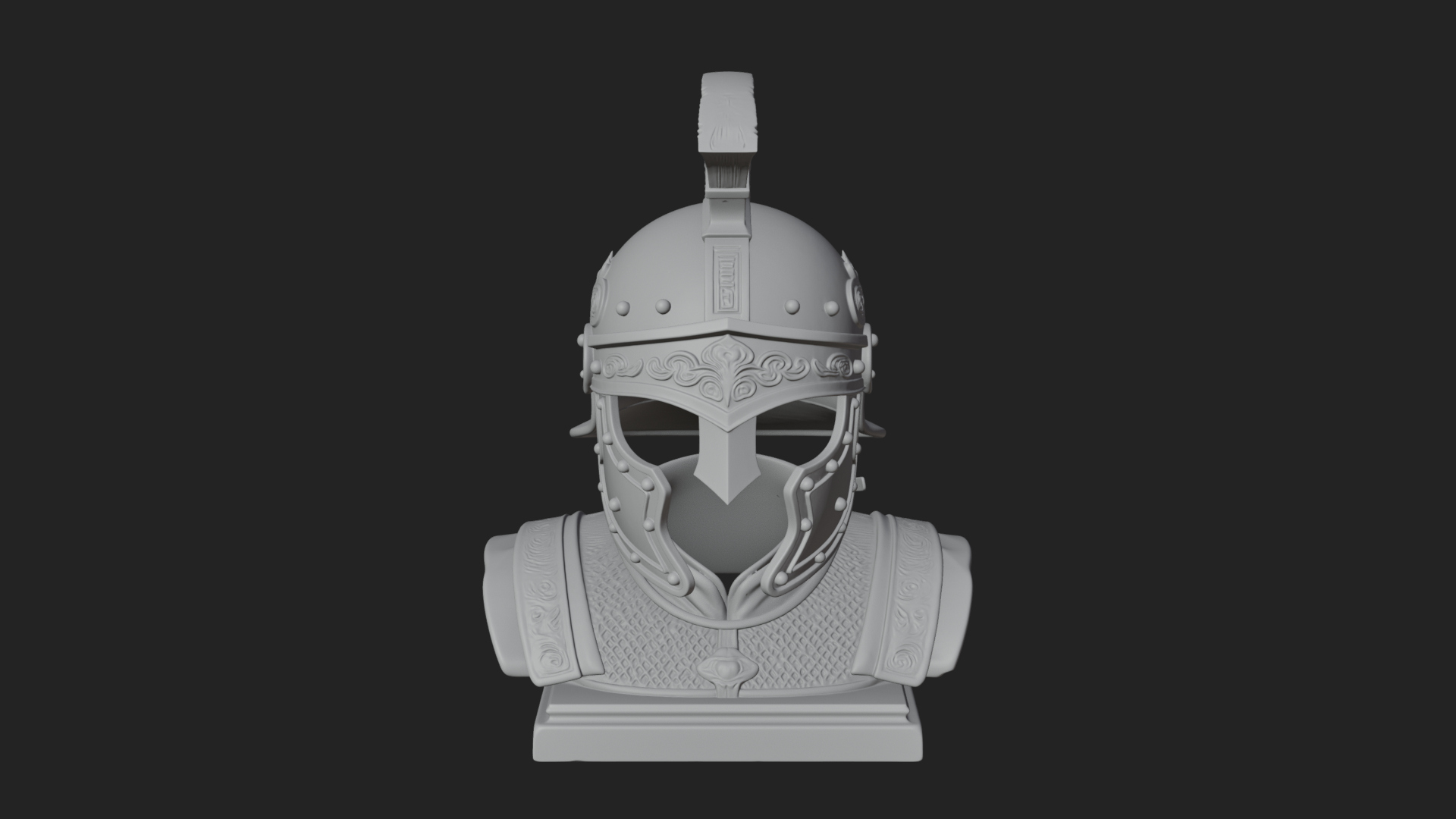 Crested Helm Hoplite Bust Design 5 3D Print Model 3D Model