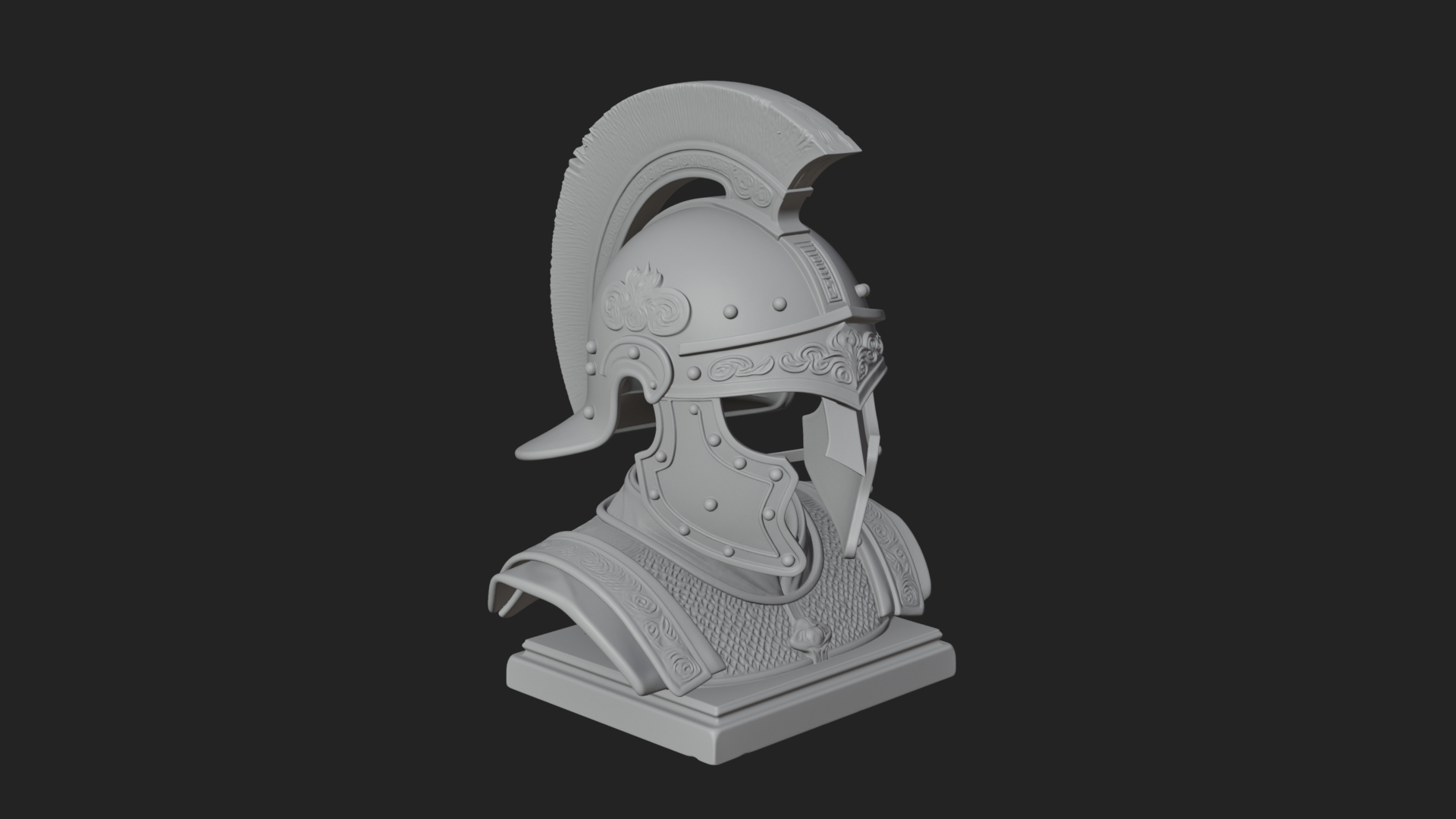 Crested Helm Hoplite Bust Design 5 3D Print Model 3D Model