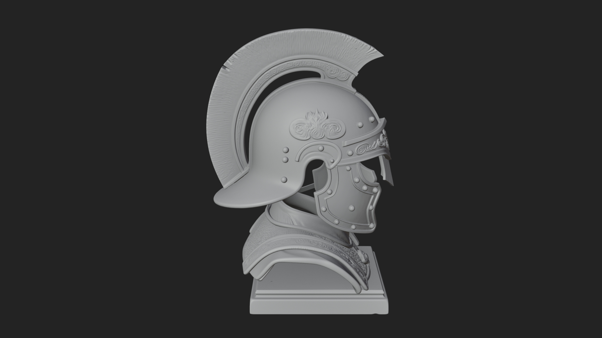 Crested Helm Hoplite Bust Design 5 3D Print Model 3D Model