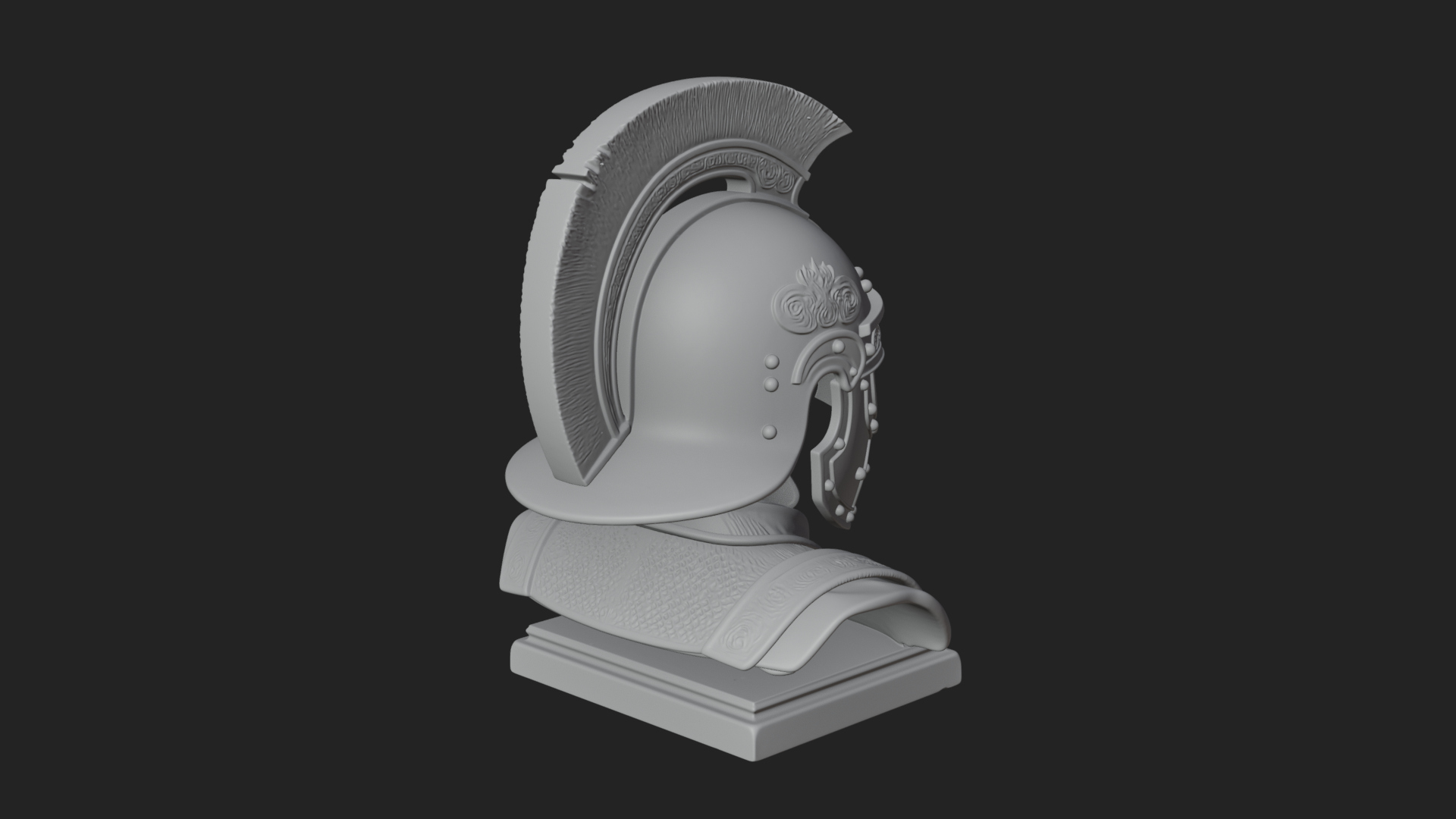 Crested Helm Hoplite Bust Design 5 3D Print Model 3D Model