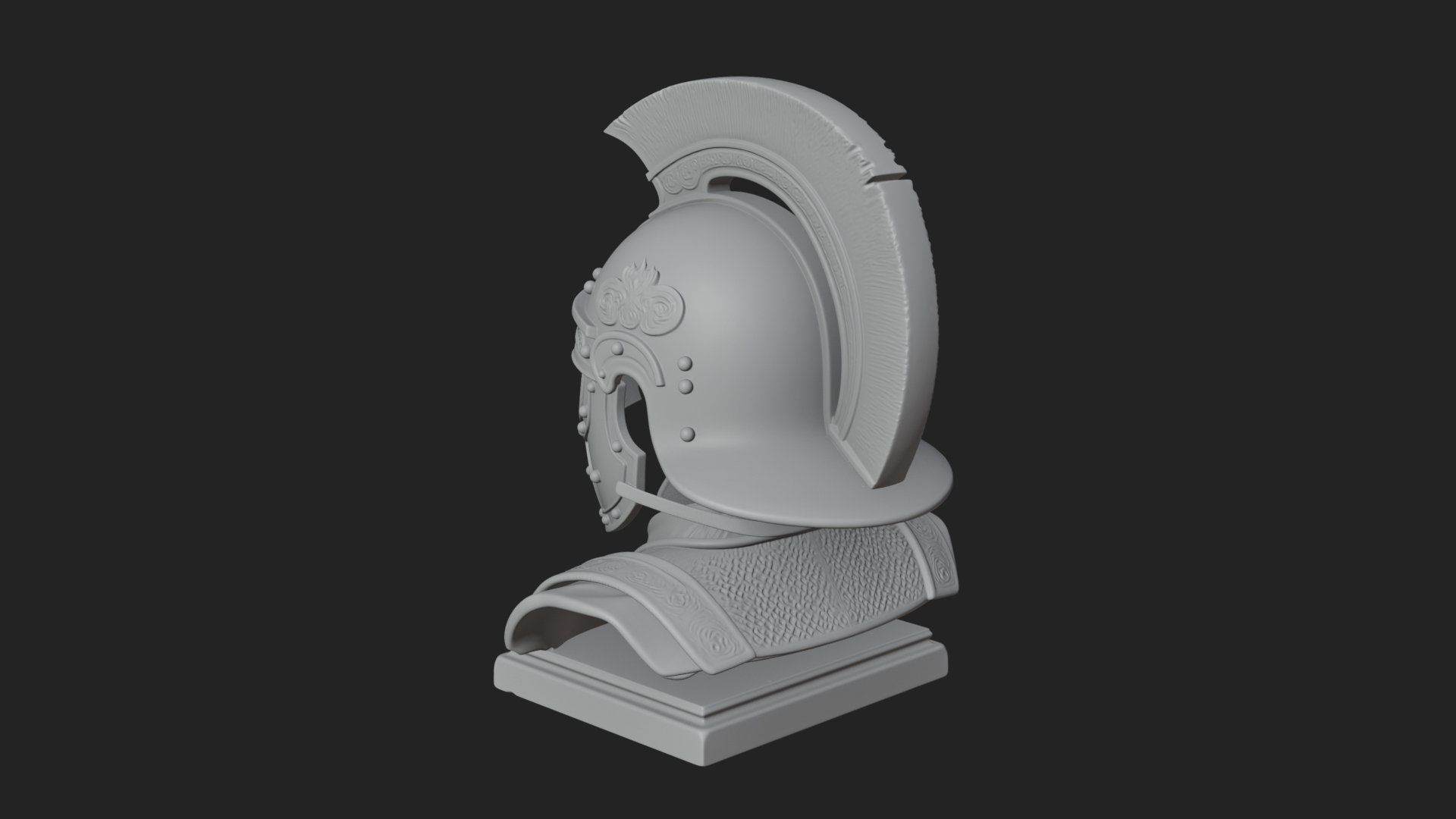 Crested Helm Hoplite Bust Design 5 3D Print Model 3D Model