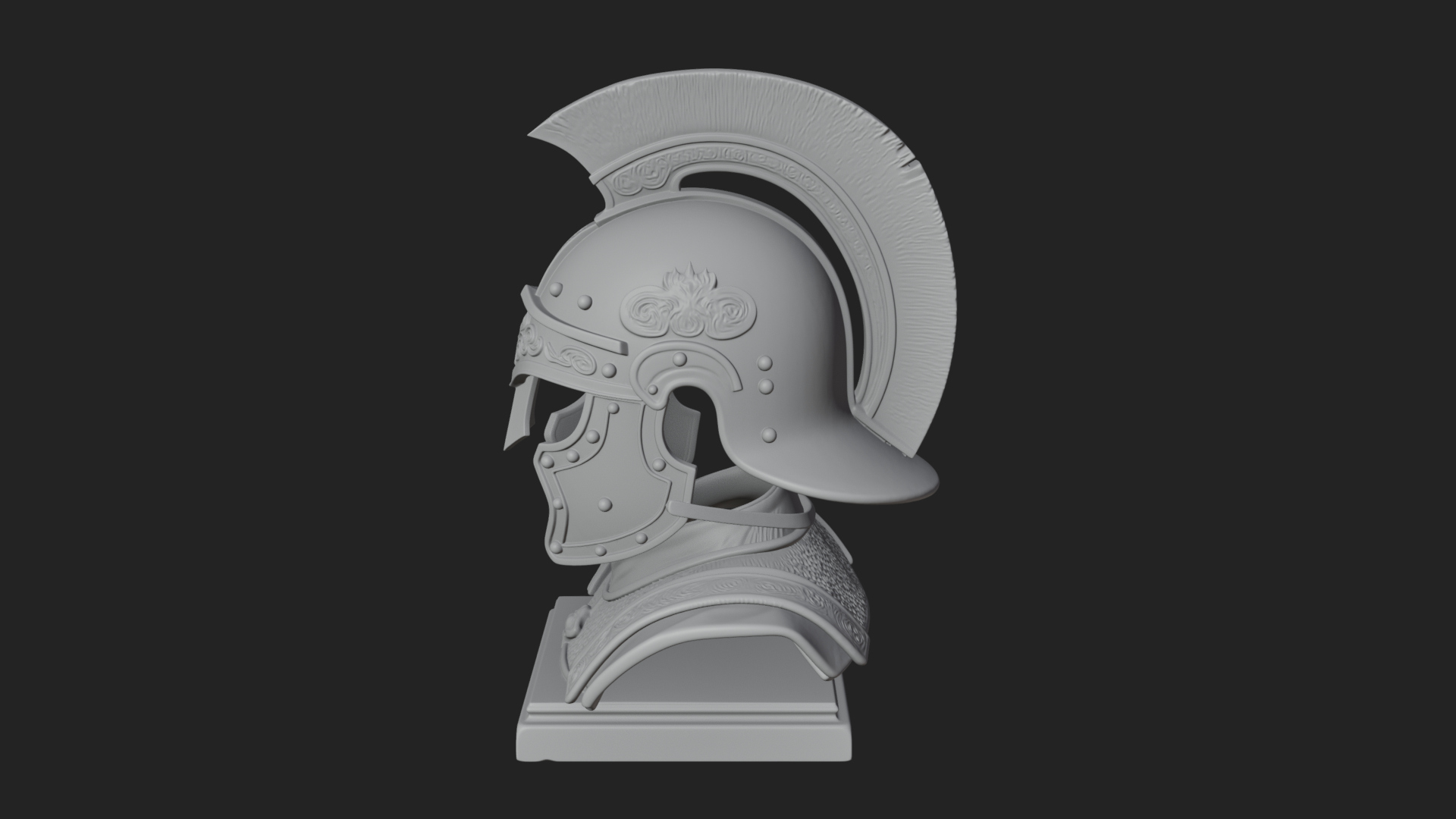 Crested Helm Hoplite Bust Design 5 3D Print Model 3D Model
