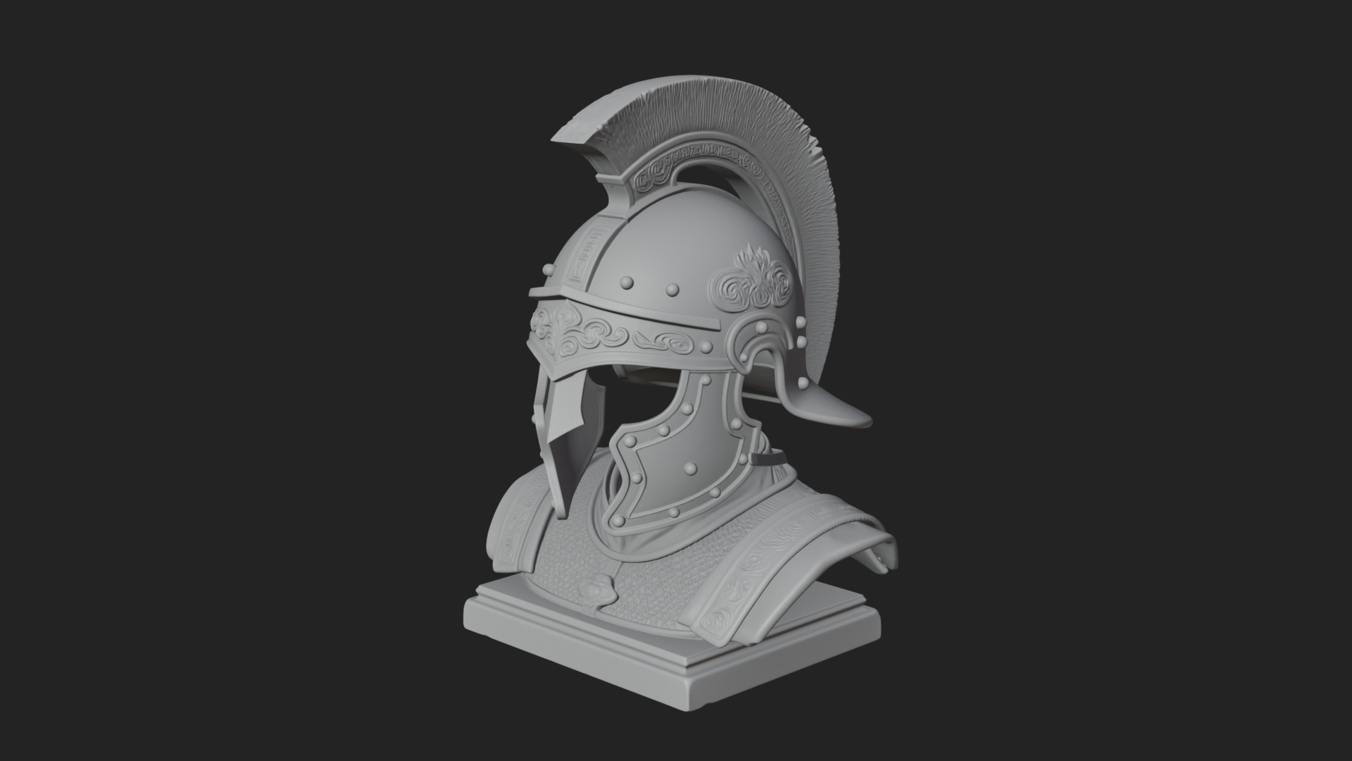 Crested Helm Hoplite Bust Design 5 3D Print Model 3D Model