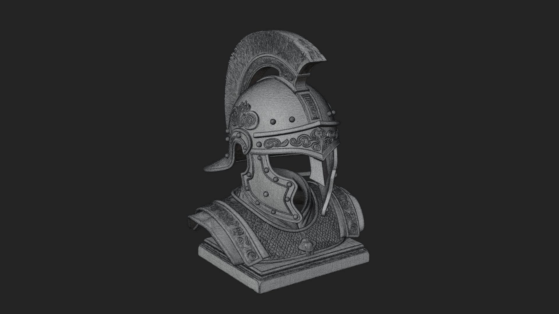 Crested Helm Hoplite Bust Design 5 3D Print Model 3D Model