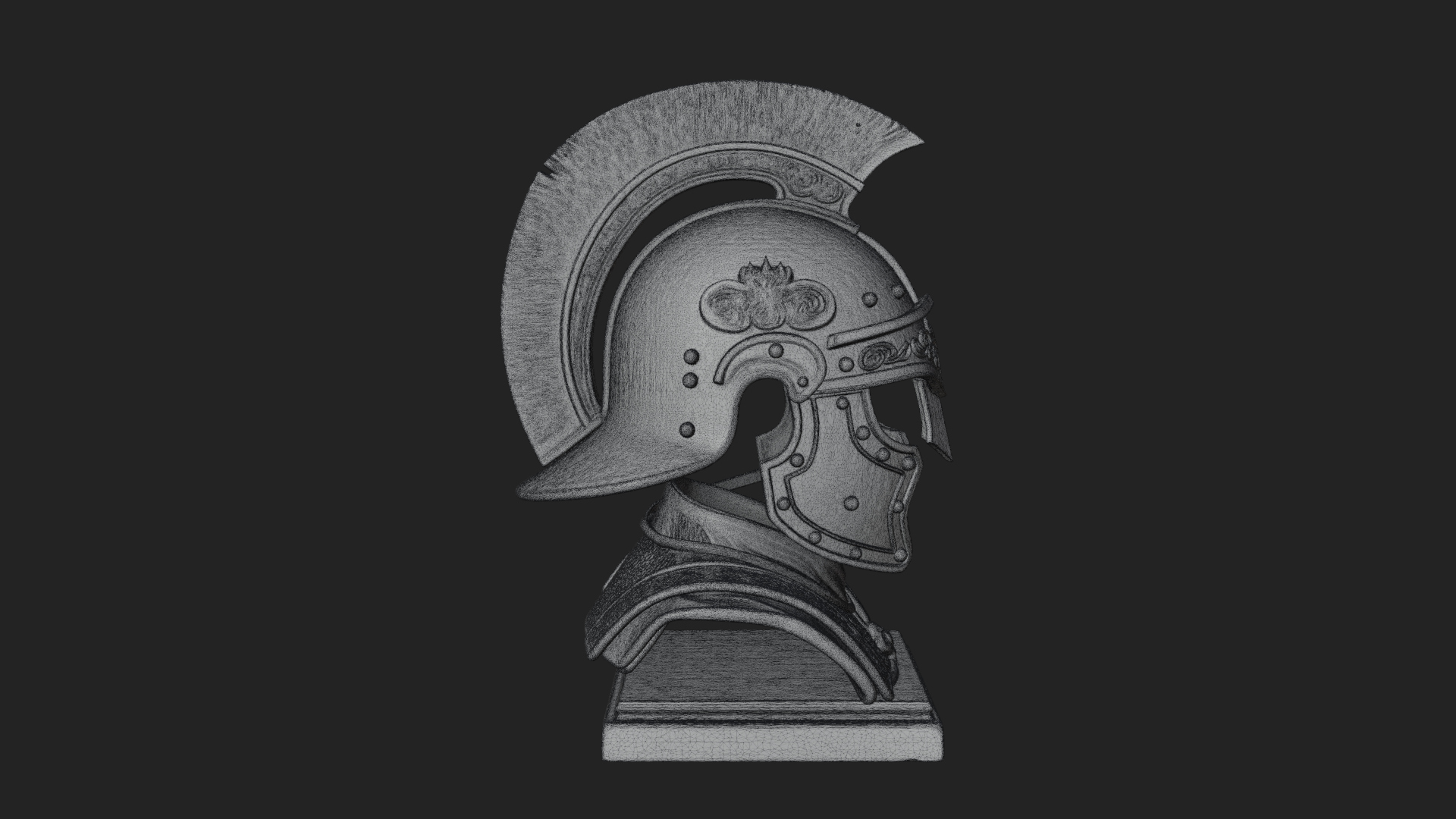 Crested Helm Hoplite Bust Design 5 3D Print Model 3D Model