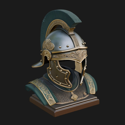 Crested Helm Hoplite Bust Design 5 3D Print Model