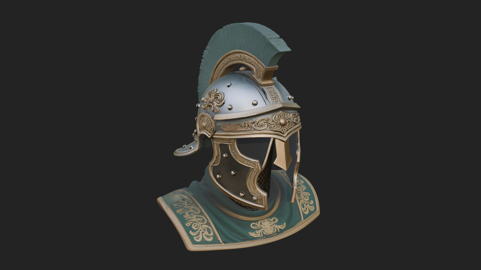 Crested Helm Hoplite Bust Design 6 3D Print Model 3D Model