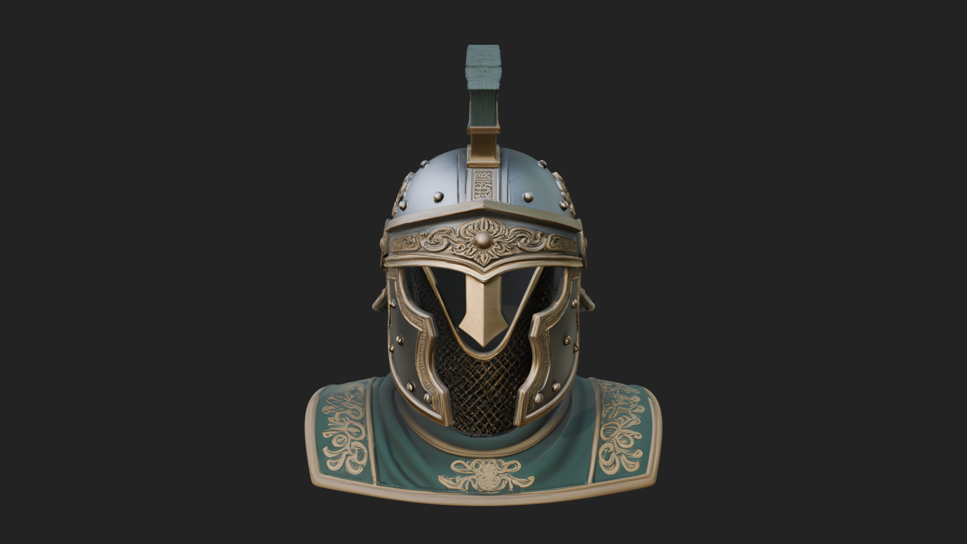Crested Helm Hoplite Bust Design 6 3D Print Model 3D Model