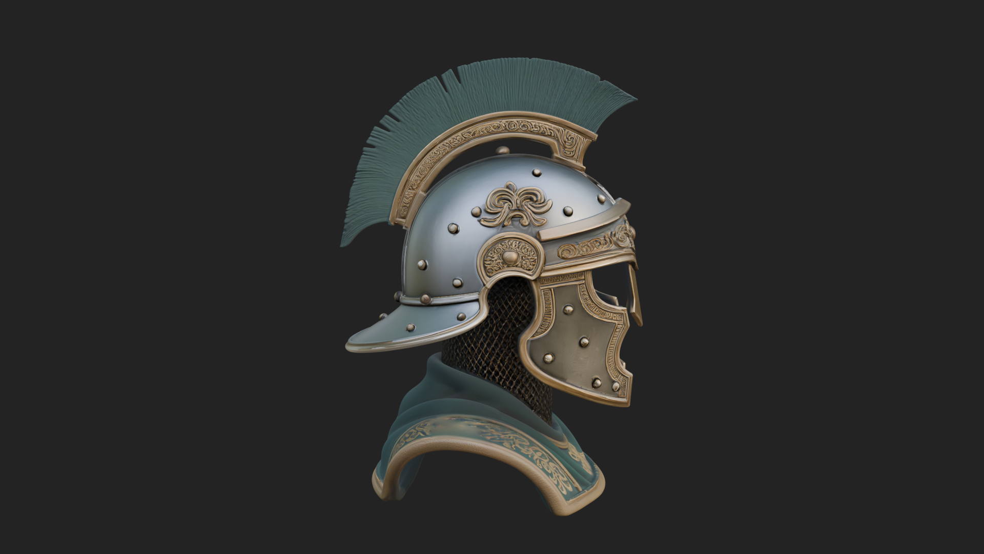 Crested Helm Hoplite Bust Design 6 3D Print Model 3D Model