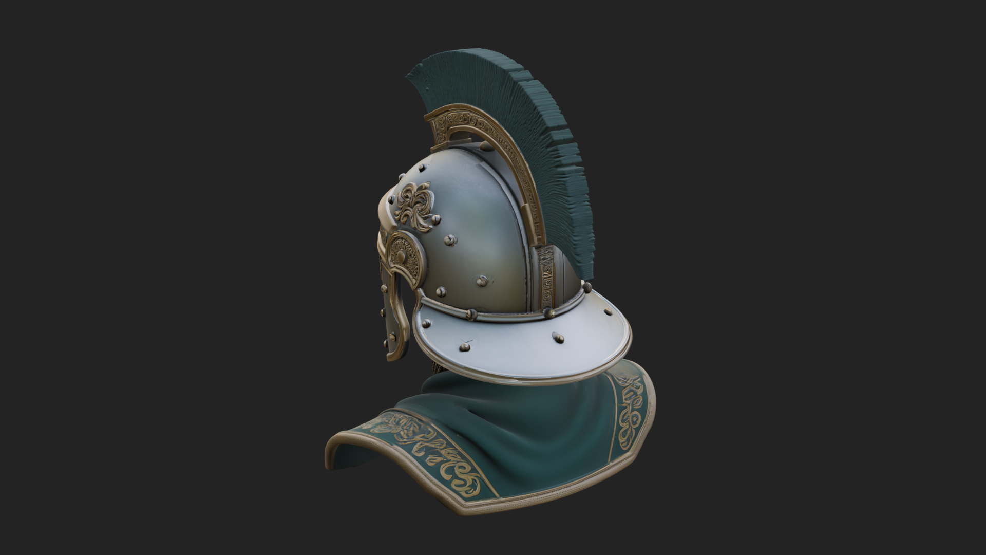 Crested Helm Hoplite Bust Design 6 3D Print Model 3D Model