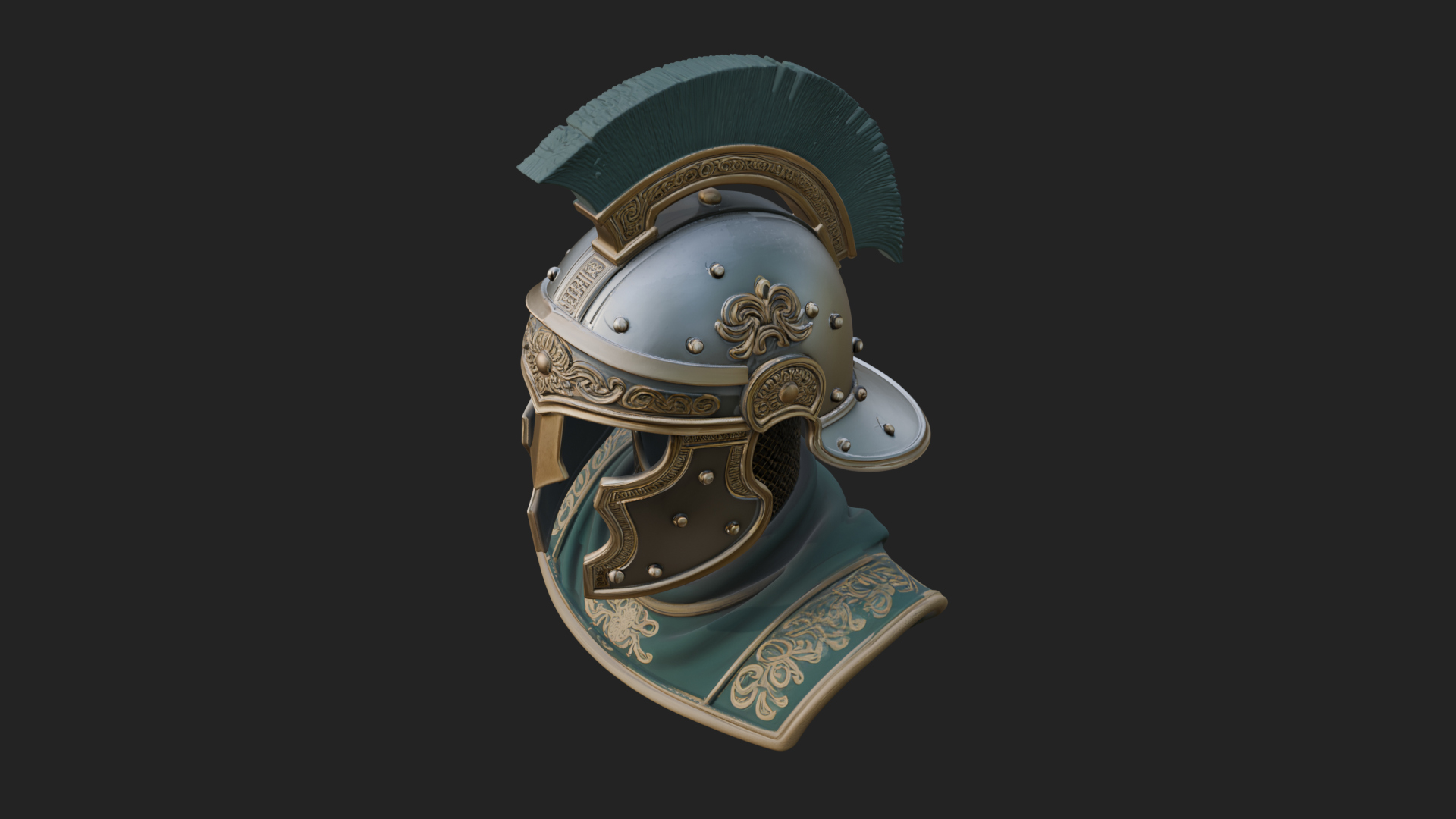 Crested Helm Hoplite Bust Design 6 3D Print Model 3D Model