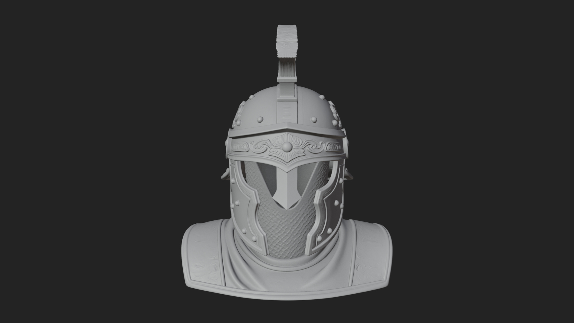 Crested Helm Hoplite Bust Design 6 3D Print Model 3D Model
