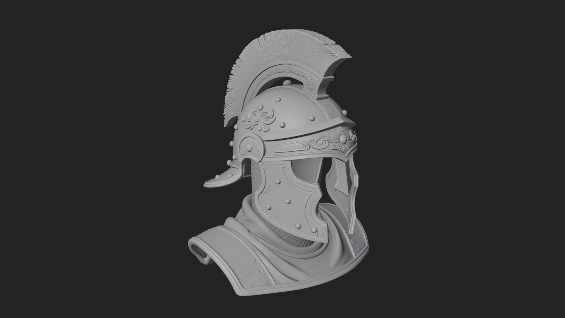 Crested Helm Hoplite Bust Design 6 3D Print Model 3D Model