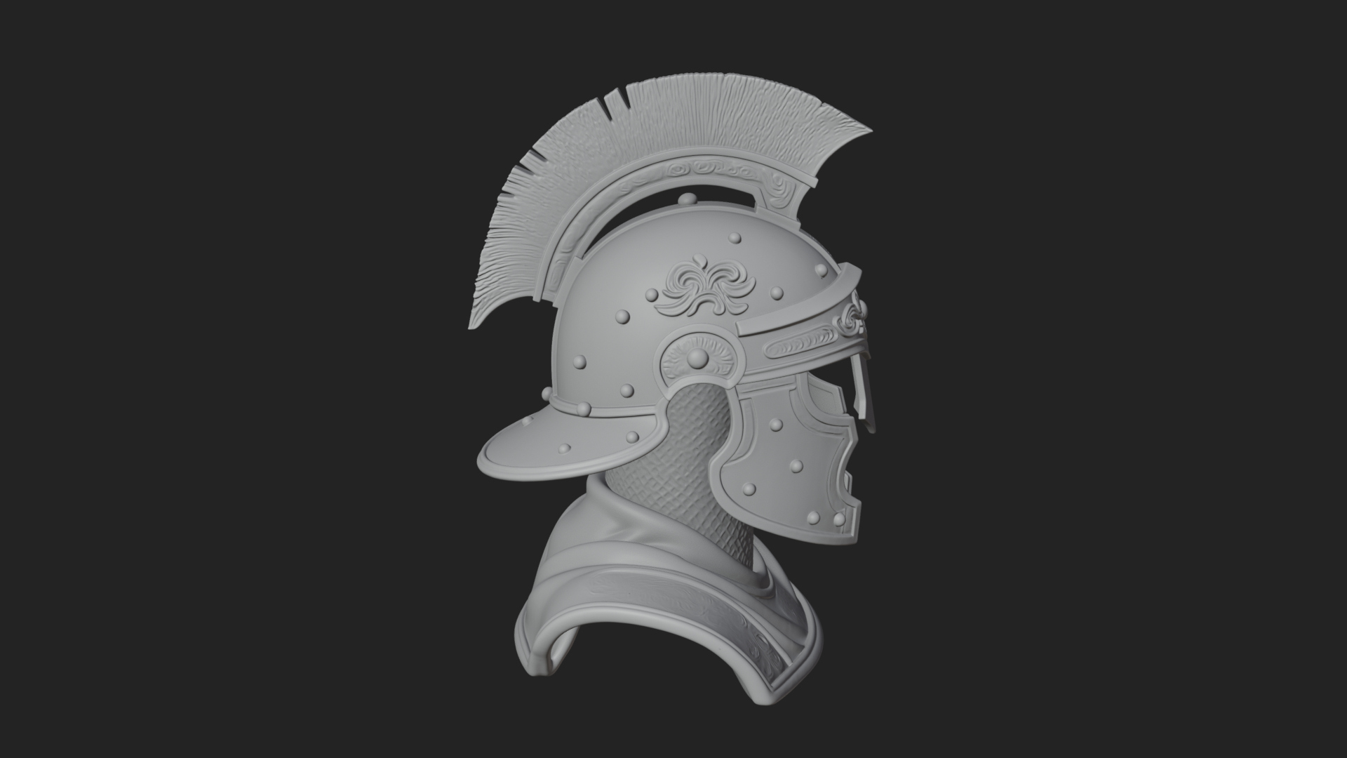 Crested Helm Hoplite Bust Design 6 3D Print Model 3D Model