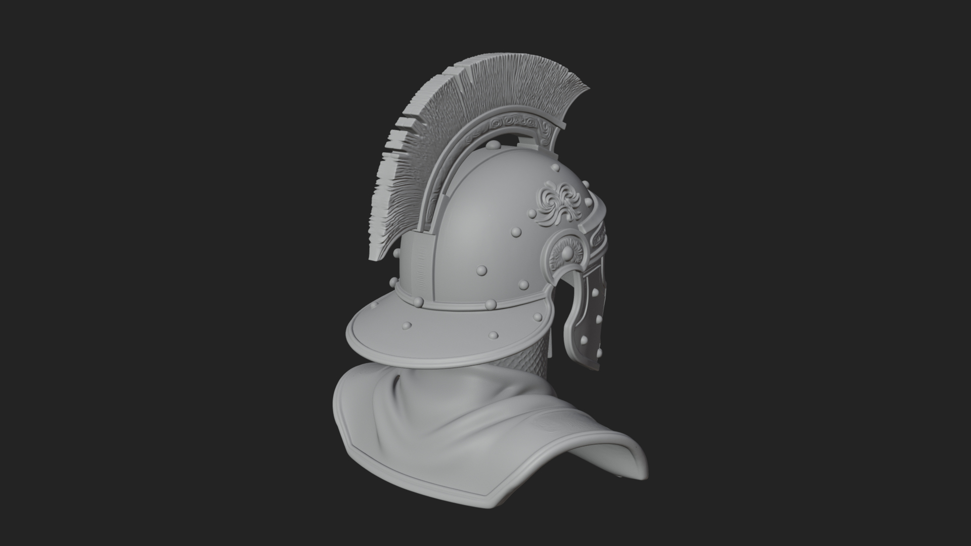 Crested Helm Hoplite Bust Design 6 3D Print Model 3D Model