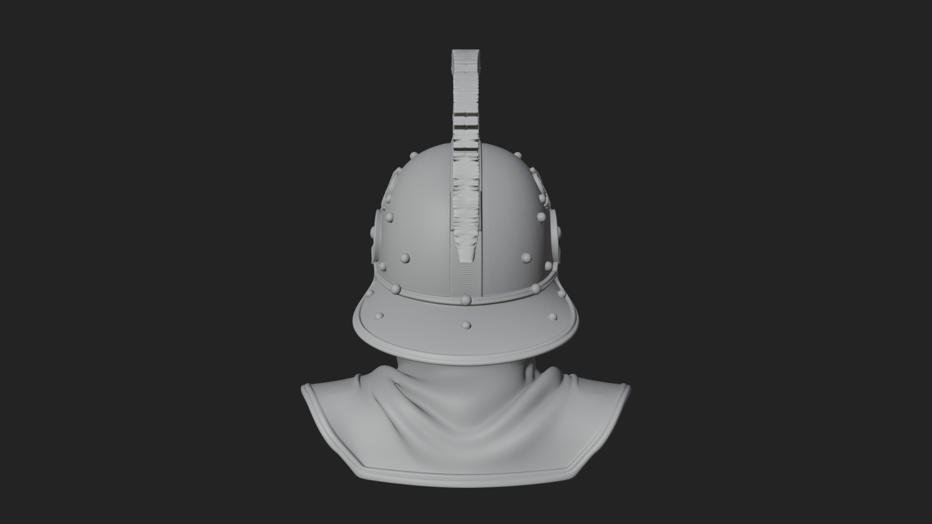 Crested Helm Hoplite Bust Design 6 3D Print Model 3D Model