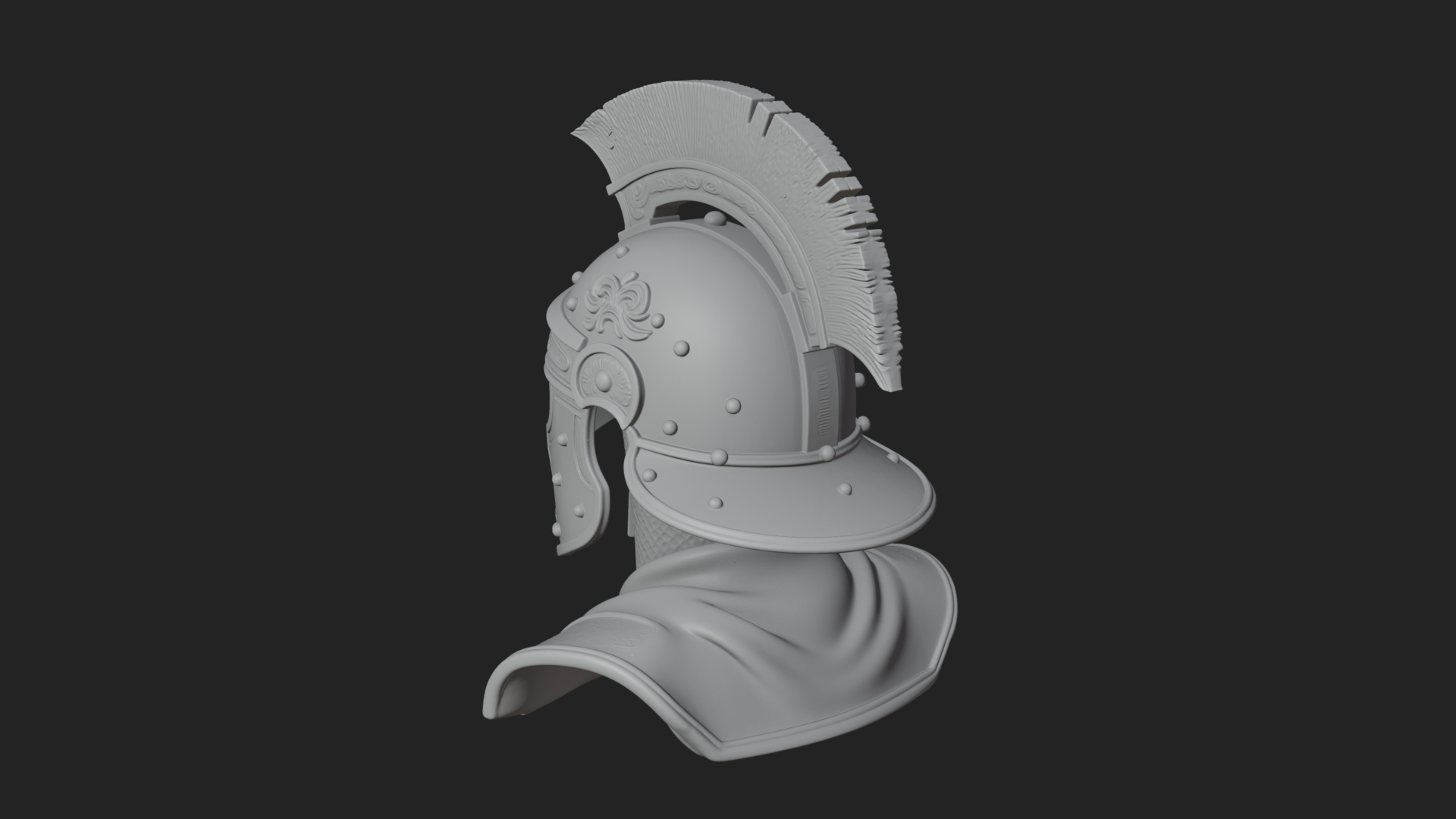 Crested Helm Hoplite Bust Design 6 3D Print Model 3D Model
