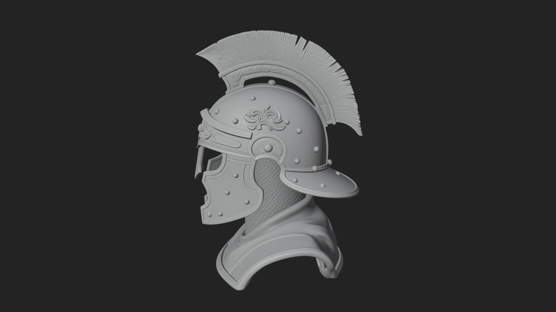 Crested Helm Hoplite Bust Design 6 3D Print Model 3D Model