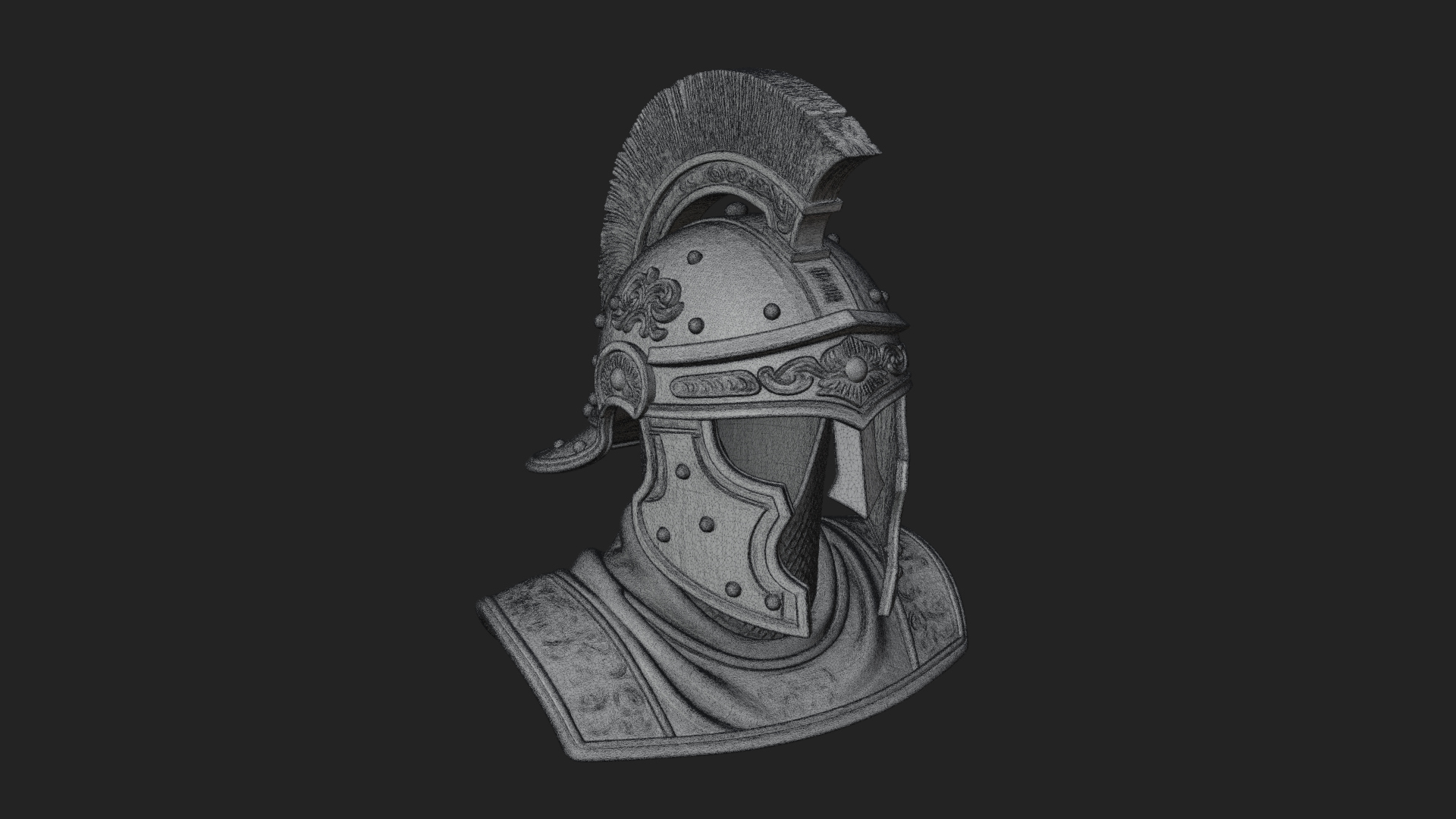 Crested Helm Hoplite Bust Design 6 3D Print Model 3D Model