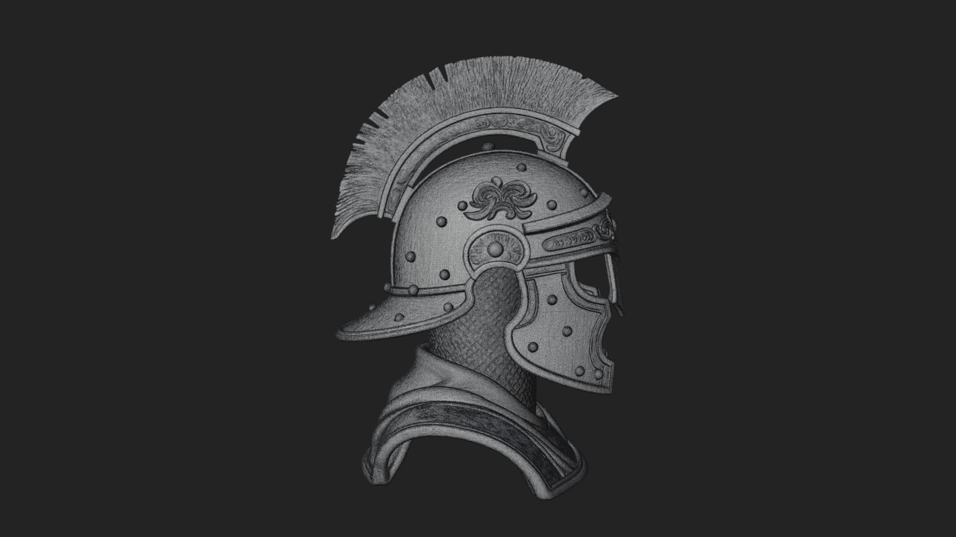 Crested Helm Hoplite Bust Design 6 3D Print Model 3D Model