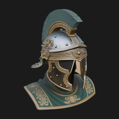 Crested Helm Hoplite Bust Design 6 3D Print Model