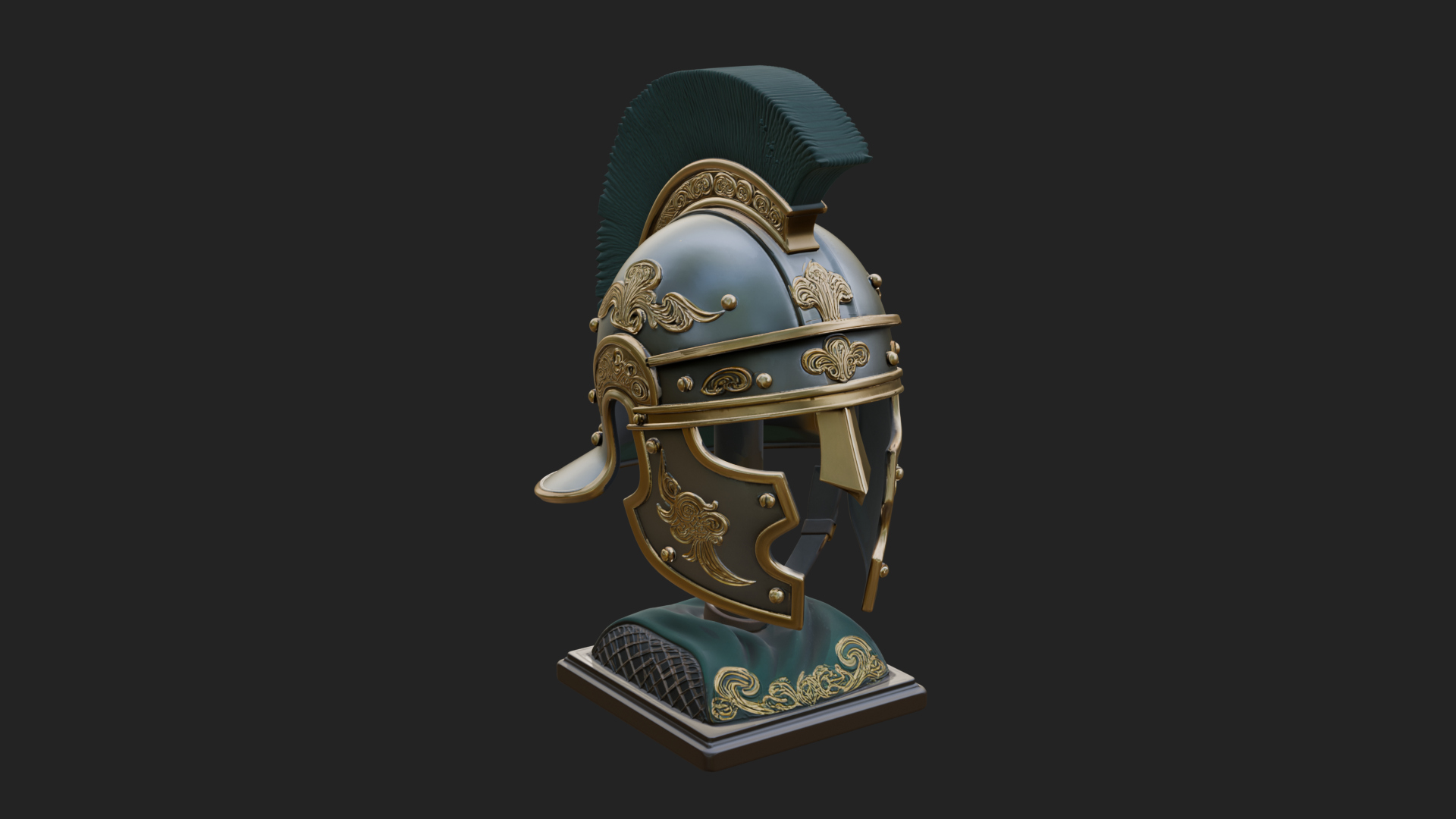 Crested Helm Hoplite Bust Design 7 3D Print Model 3D Model