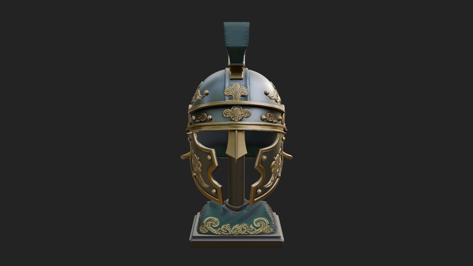 Crested Helm Hoplite Bust Design 7 3D Print Model 3D Model