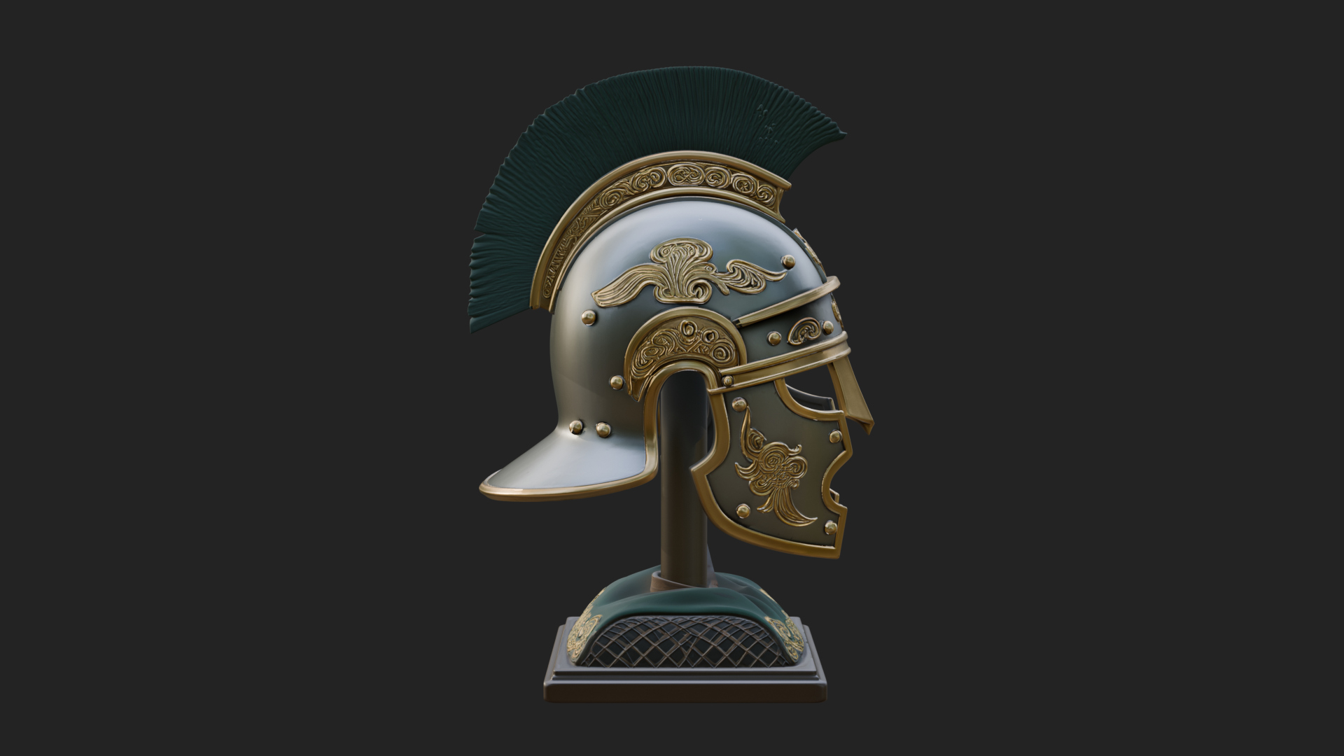 Crested Helm Hoplite Bust Design 7 3D Print Model 3D Model