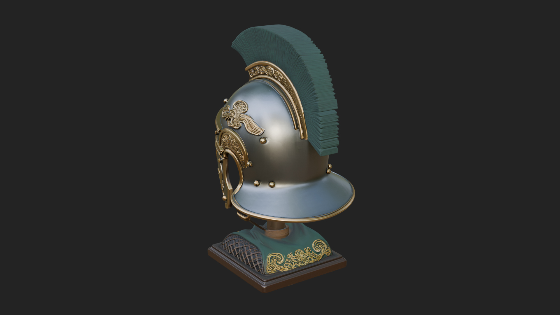 Crested Helm Hoplite Bust Design 7 3D Print Model 3D Model