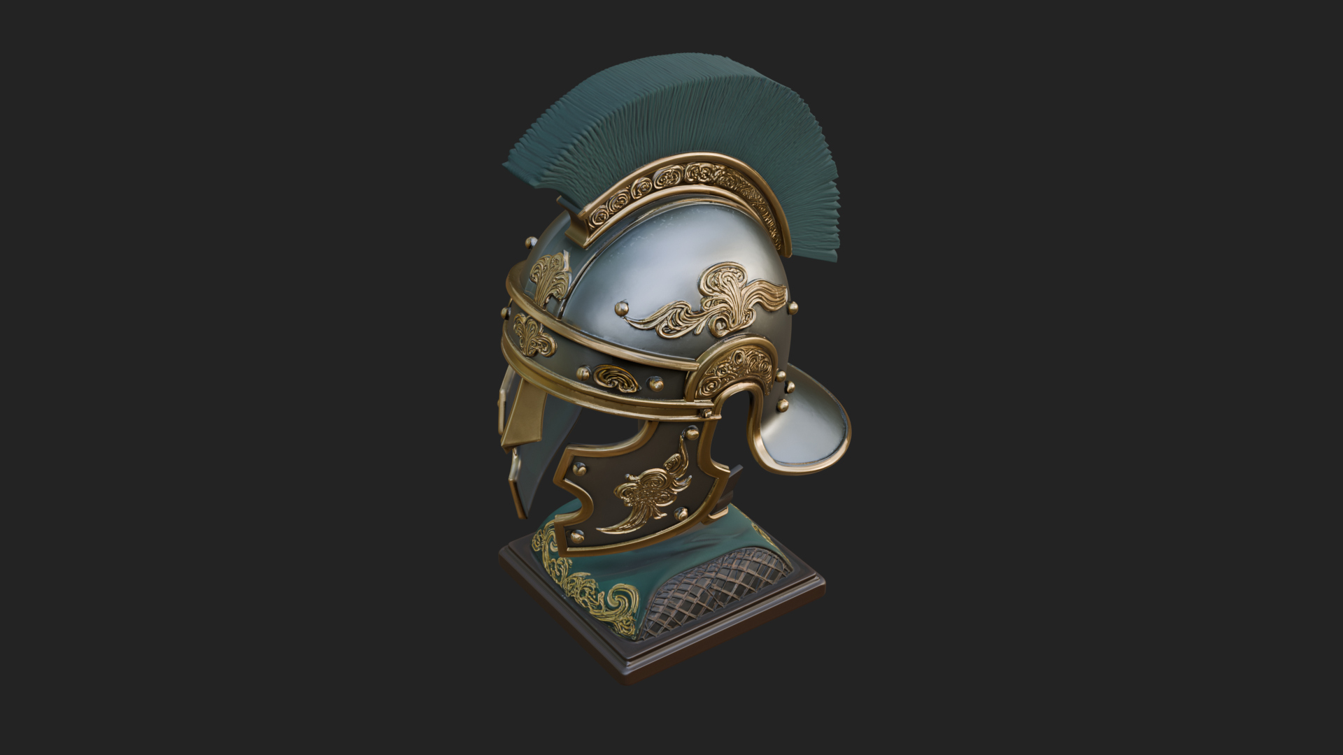 Crested Helm Hoplite Bust Design 7 3D Print Model 3D Model