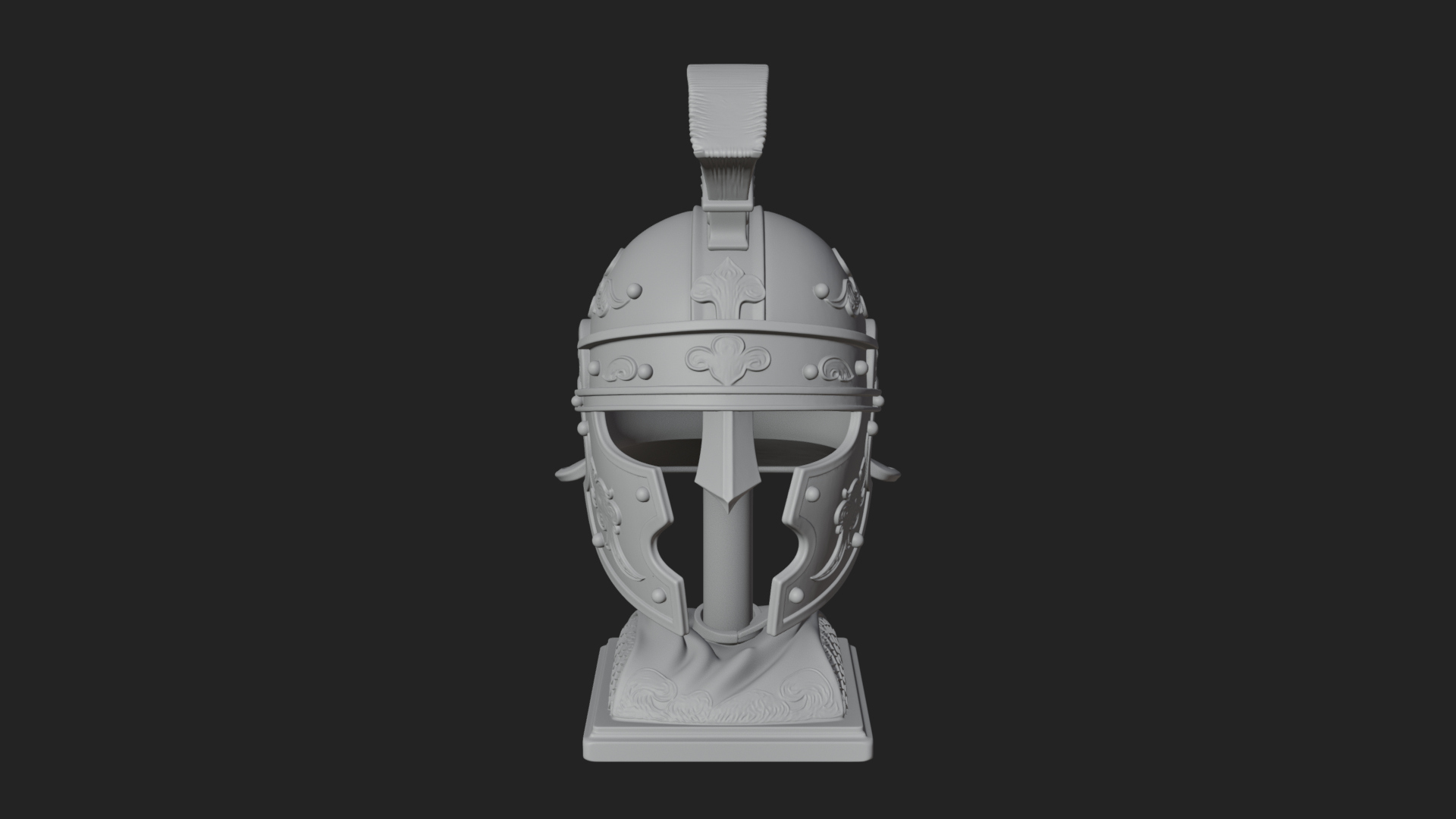 Crested Helm Hoplite Bust Design 7 3D Print Model 3D Model