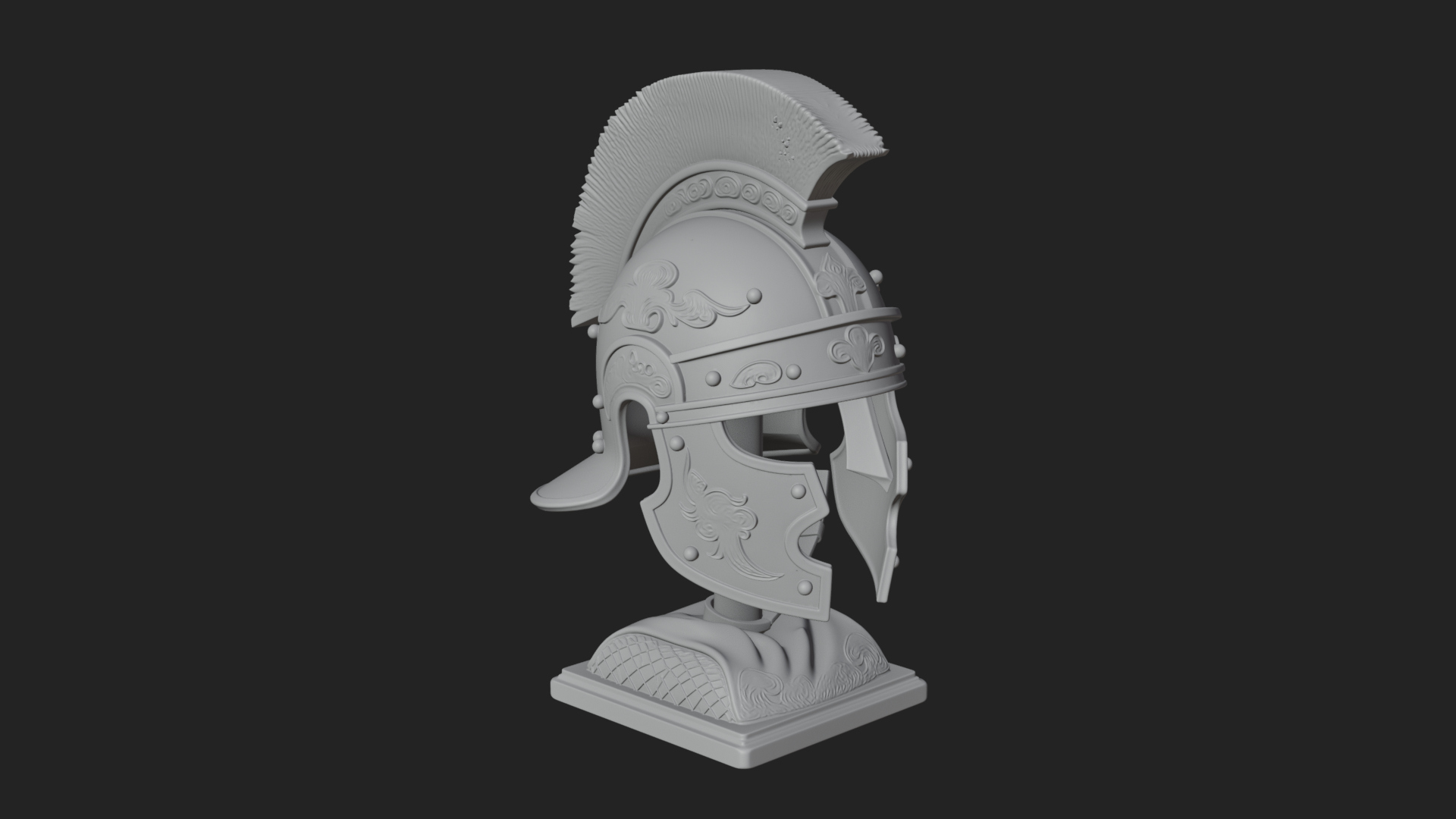 Crested Helm Hoplite Bust Design 7 3D Print Model 3D Model