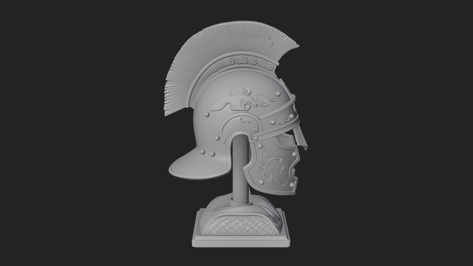 Crested Helm Hoplite Bust Design 7 3D Print Model 3D Model