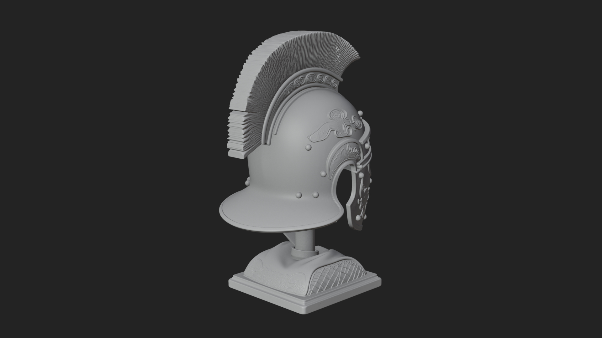 Crested Helm Hoplite Bust Design 7 3D Print Model 3D Model