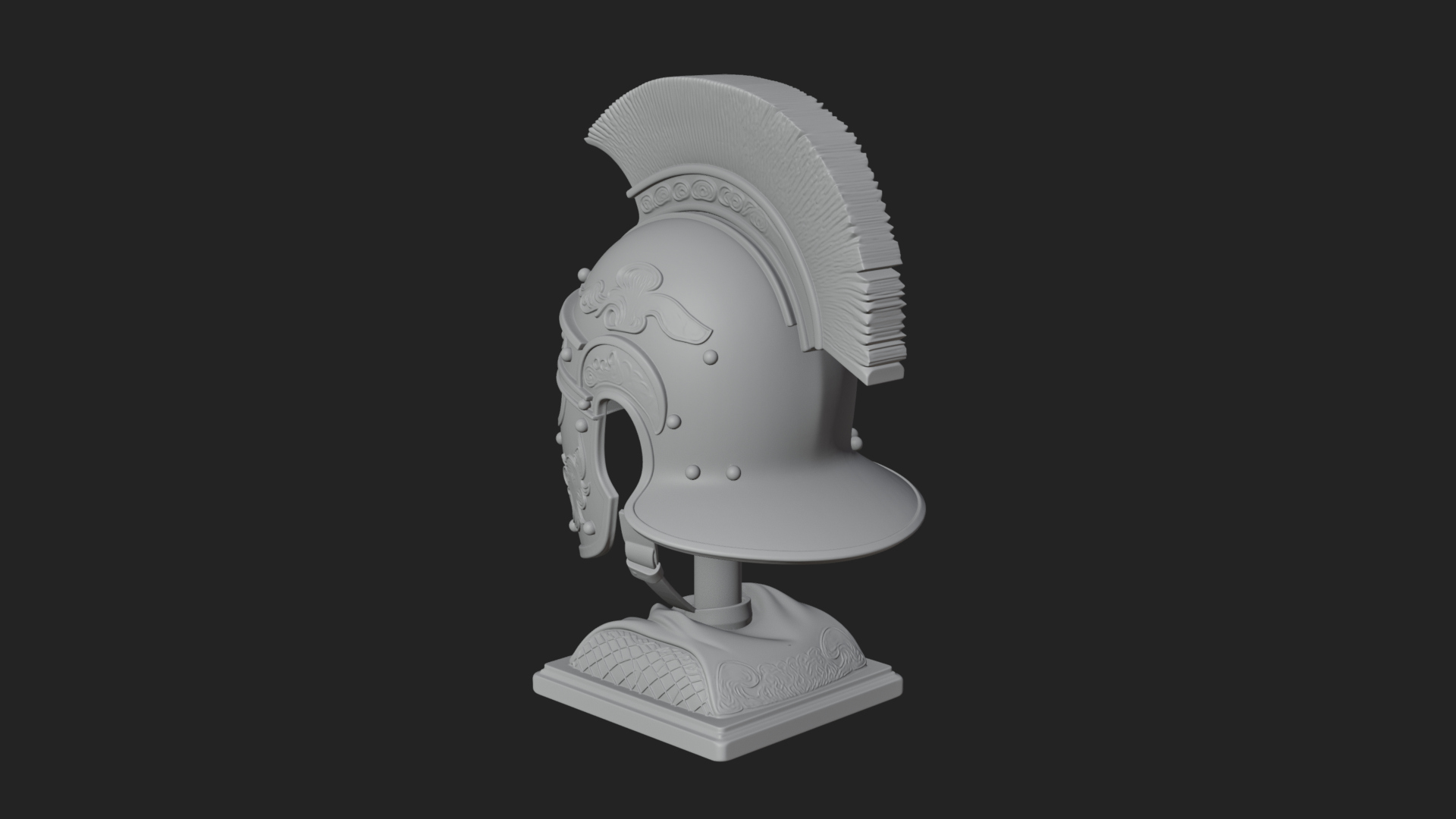 Crested Helm Hoplite Bust Design 7 3D Print Model 3D Model