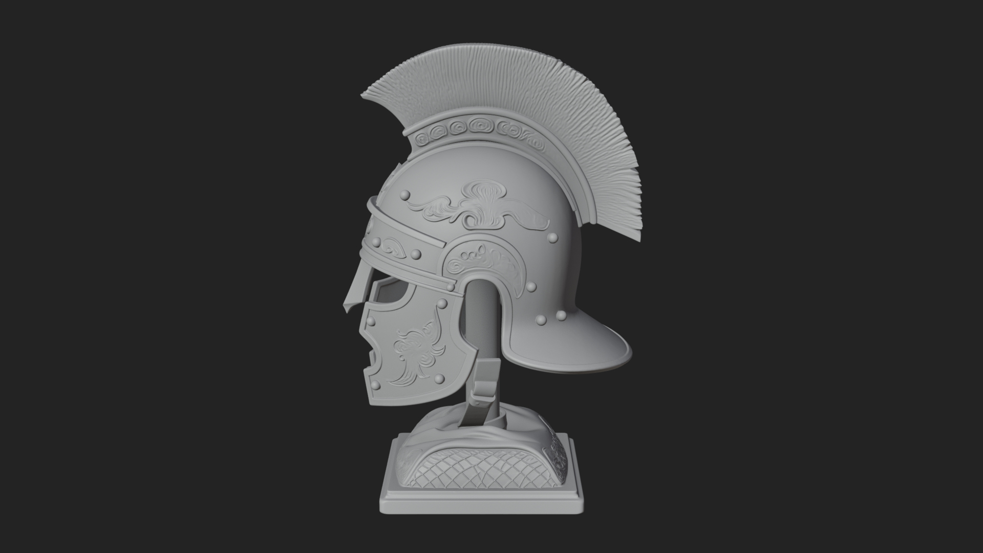 Crested Helm Hoplite Bust Design 7 3D Print Model 3D Model