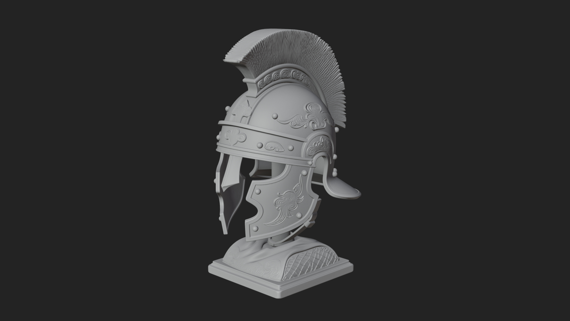 Crested Helm Hoplite Bust Design 7 3D Print Model 3D Model